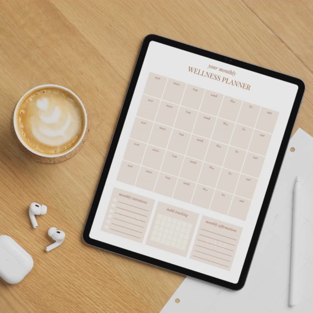 Load and play video in Gallery viewer, The Wellness Primer: 360 Life Planner [PDF] I Journal I Daily Self Care I Fitness I Intuitive Eating I Mindfulness - FREE delivery
